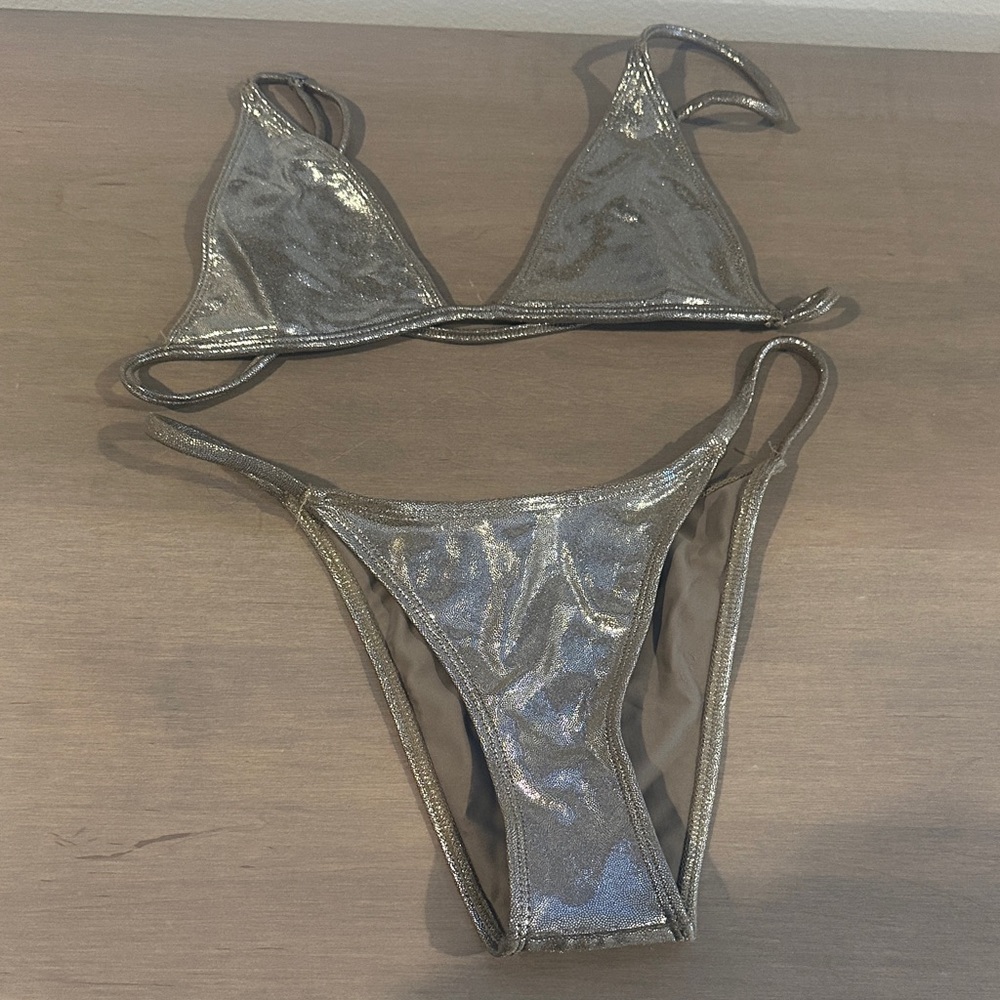 Shimmering Silver Bikini Set